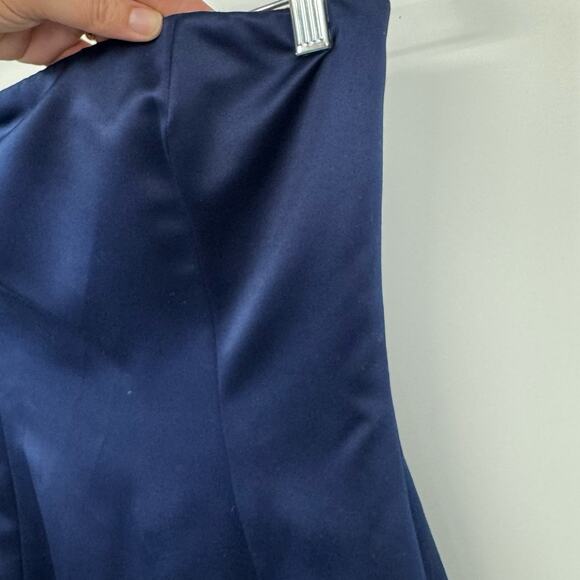 Vintage Nicole Miller Gown Dress 8 Navy Blue Satin Button Back Y2K Prom Formal - Picture 3 of 11